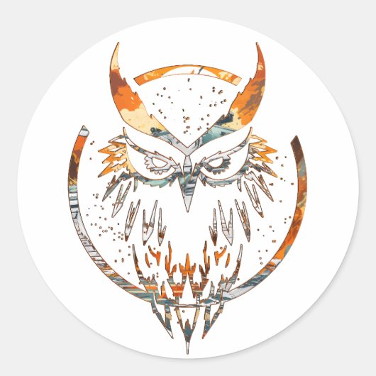 Nocturnal Rache Tank Owl Design Runder Aufkleber (Vorderseite)