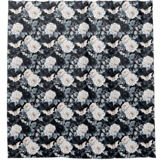 Nocturne Bloom - Flex & Blossoms in Monochrome Duschvorhang (Vorderseite)