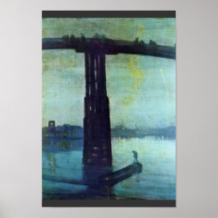 Nocturne in Blau und Gold: Alte Battersebrücke von Poster