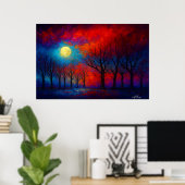 Nocturne in Crimson and Cobalt Poster (Heimbüro)