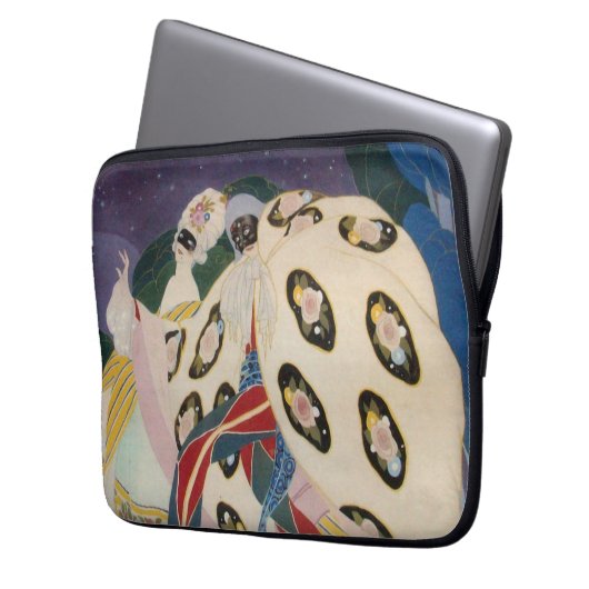 NOCTURNE MIT MASKEN / Art Déco Venezianische Masqu Laptopschutzhülle (Vorderseite Links)