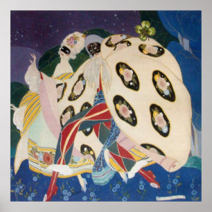 NOCTURNE MIT MASKEN / Art Déco Venezianische Masqu Poster