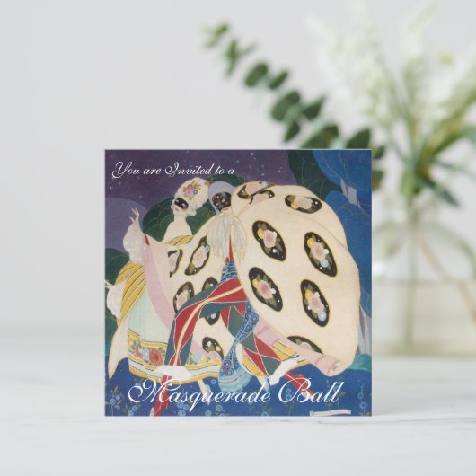 NOCTURNE MIT MASKS ,MARDI GRAS MASQUERADE BALL EINLADUNG (Stehend Vorderseite)