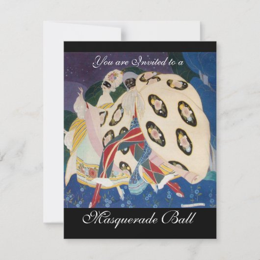 NOCTURNE MIT MASKS ,MARDI GRAS MASQUERADE BALL EINLADUNG (Vorderseite)