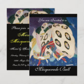 NOCTURNE MIT MASKS ,MARDI GRAS MASQUERADE BALL EINLADUNG (Vorne/Hinten)