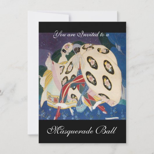 NOCTURNE MIT MASKS ,MARDI GRAS MASQUERADE BALL EINLADUNG (Vorderseite)