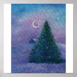 Nocturne Winter Wonderland Christmas Pine Poster