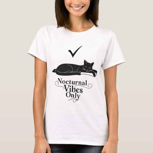 Nocturnieren Vibes Only Cat T - Shirt Minimalistis (Vorderseite)