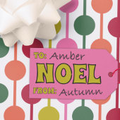 Noel 1970s Retro Lettering Pink and Lime Christmas Geschenkanhänger