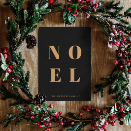 Noel Black and Gold Trendy Stylish Christmas Feiertagskarte