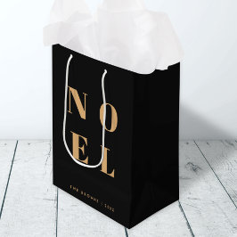 Noel Black and Gold Trendy Stylish Christmas Mittlere Geschenktüte