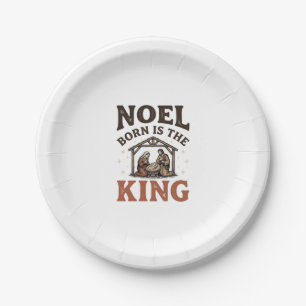 Noel Born Is the King Vintage Nativität Weihnachte Pappteller