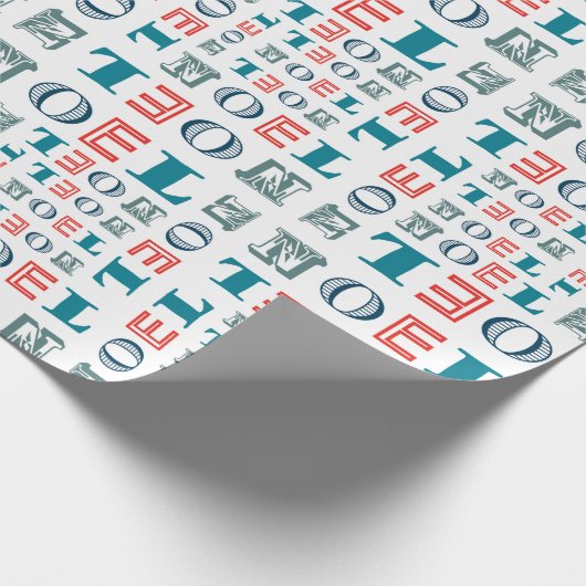 Noel Christmas Holiday Mixed Typography Pattern Geschenkpapier (Ecke)