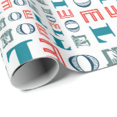 Noel Christmas Holiday Mixed Typography Pattern Geschenkpapier (Rolleneckpunkt)
