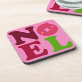 Noel Cute Mid-Century Christmas Pink and Green Getränkeuntersetzer (Linke Seite)