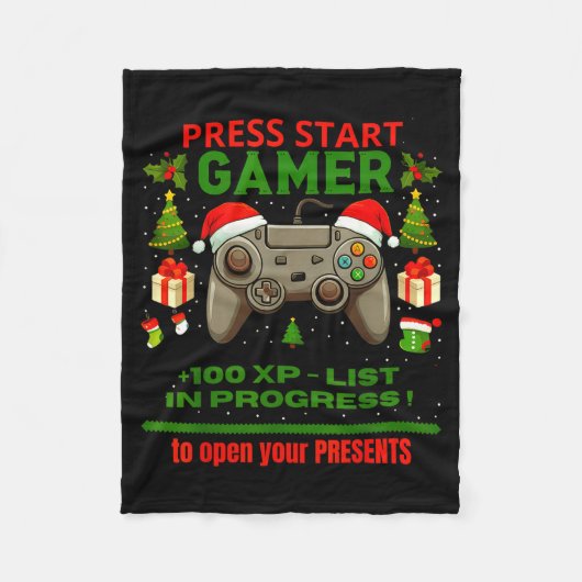 Noel Fun Gamer - Press Start For Christmas  Fleecedecke (Vorderseite)