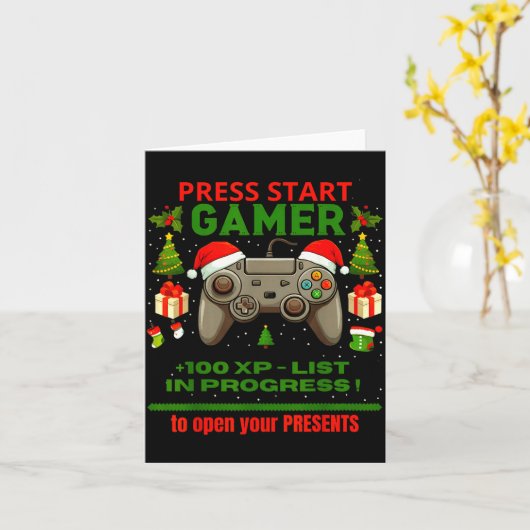 Noel Fun Gamer - Press Start For Christmas Karte (Gelbe Blume)