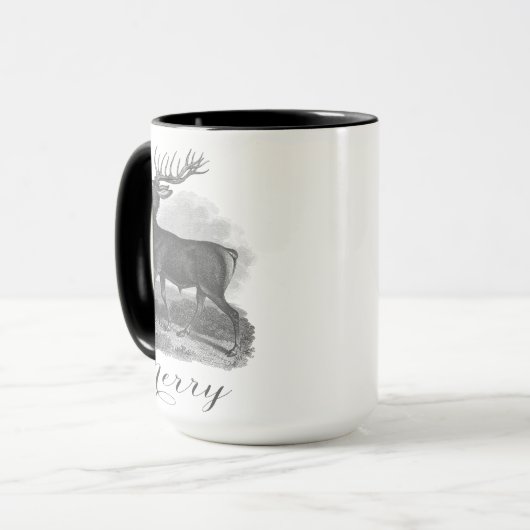 Noel mug with an beautiful antique deer etching. tasse (Vorderseite Links)