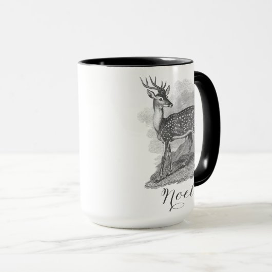 Noel mug with an beautiful antique deer etching. tasse (VorderseiteRechts)