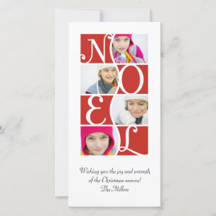 NOEL-Puzzle in roter Weihnachtsgrußkarte Feiertagskarte