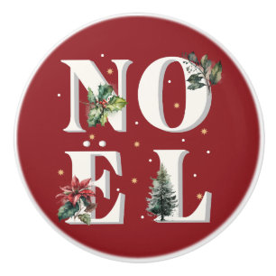 Noël Textdesign mit wunderschönen Winter-Pflanze Keramikknauf