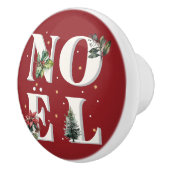 Noël Textdesign mit wunderschönen Winter-Pflanze Keramikknauf (Rechts)
