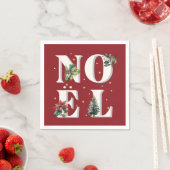 Noël Textdesign mit wunderschönen Winter-Pflanze Serviette (Beispiel)