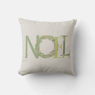 NOEL-Typografie mit Weihnachtskranz Kissen