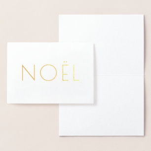 Noël weiß und gold minimalistische Typografie eleg Folienkarte