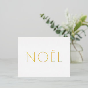Noël White gold minimalistische Typografie elegant Folien Feiertagspostkarte