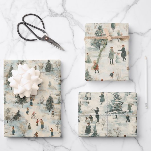 Noelivio – Künstlerische Weihnachtswelten Geschenkpapier Set (Vorderseite)