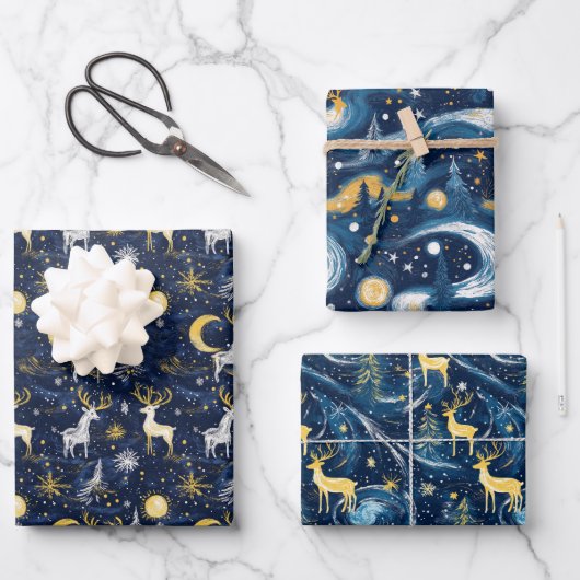 Noelivio – Künstlerische Weihnachtswelten Geschenkpapier Set (Vorderseite)