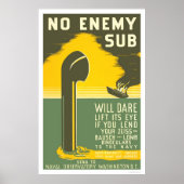 NoEnemy Sub WWII 1942 WPA Poster (Vorne)