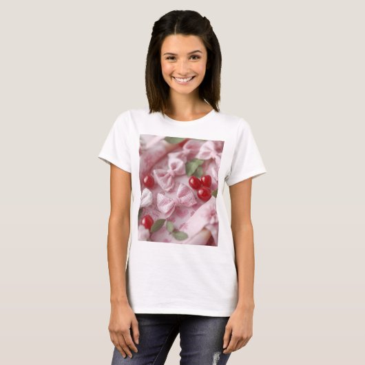 Nœuds roses & cerises coquette T-Shirt (Vorne ganz)