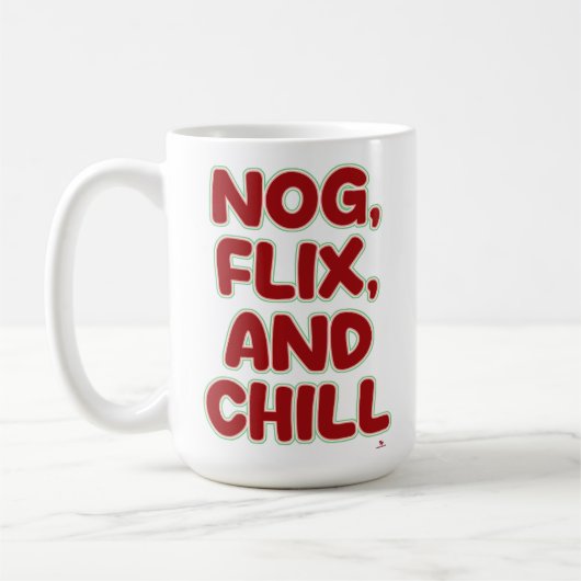 Nog Flix and Chill Funny Christmas Cozy Saying Kaffeetasse (Links)
