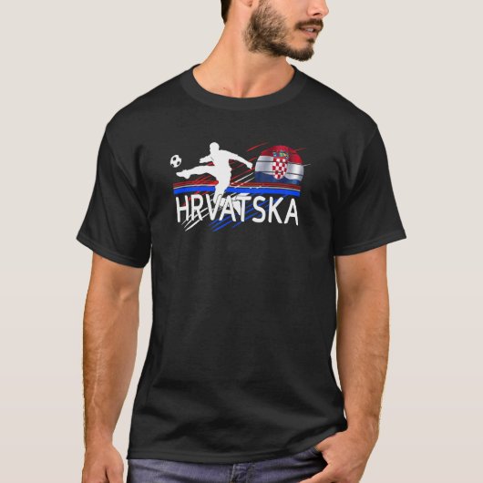 Nogomet Hrvatska Croatia Football and Croatia Flag T-Shirt (Vorderseite)