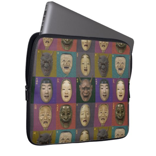 Noh maskiert Sammlung Laptopschutzhülle (Vorne Rechts)