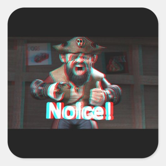 Noice! Badaz Beard 3D Quadratischer Aufkleber (Vorderseite)