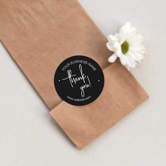 Noir Black Scripted Business Vielen Dank Runder Aufkleber