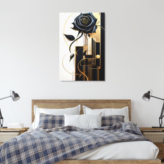 Noir Blossom Leinwanddruck (Insitu (Schlafzimmer))