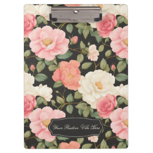 Noir-Blüten-Eleganz Vintage-Pastell-Rosen in Rosa Klemmbrett