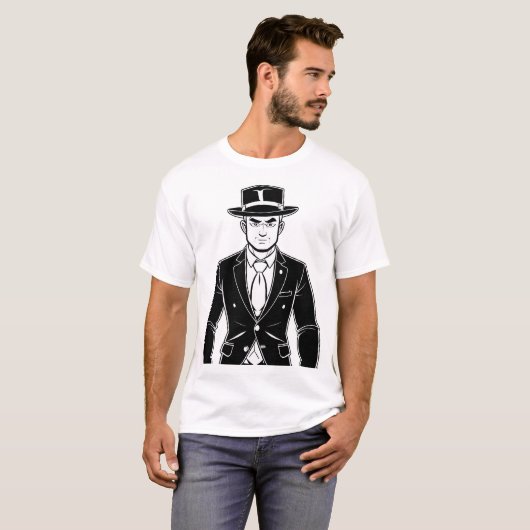 Noir Detective Portrait T-Shirt (Vorne ganz)