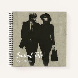 Noir Duo Journal — Benutzerdefinierter Name und Ti Notizblock