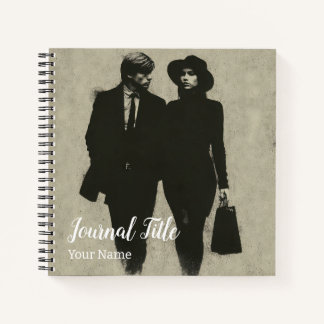 Noir Duo Journal — Benutzerdefinierter Name und Ti Notizblock
