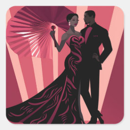 NOIR ELEGANCE-RED #1 QUADRATISCHER AUFKLEBER