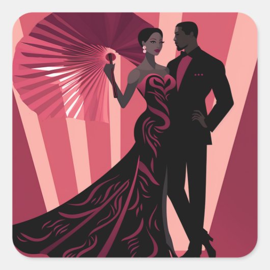 NOIR ELEGANCE-RED #1 QUADRATISCHER AUFKLEBER (Vorderseite)