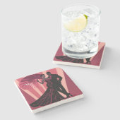 NOIR ELEGANCE-RED #1 STEINUNTERSETZER (Seitenansicht)