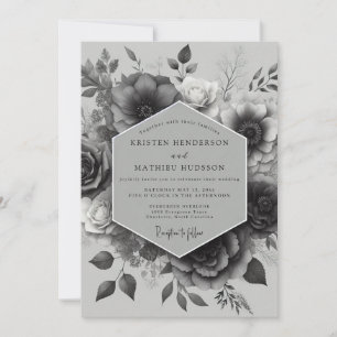 Noir Elegant Bloom Hochzeit Einladung