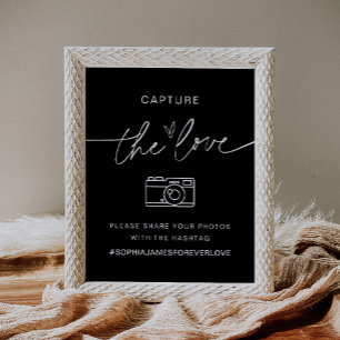 NOIR erfasst die Liebe Wedding Hashtag-Zeichen Poster