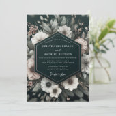 Noir Ethereal Bloom Hochzeit Einladung (Stehend Vorderseite)